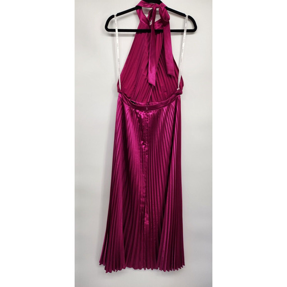 NWD L'IDEE Renaissance Halter Split Pleated Gown Maxi Dress US 10 Purple #9K503 - Picture 4 of 16
